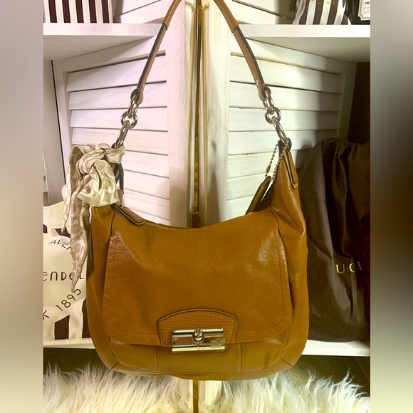 Coach Handbags - Coach Carmel Leather Shoulder Bag, with Coach Scarf, 12x9 EUC